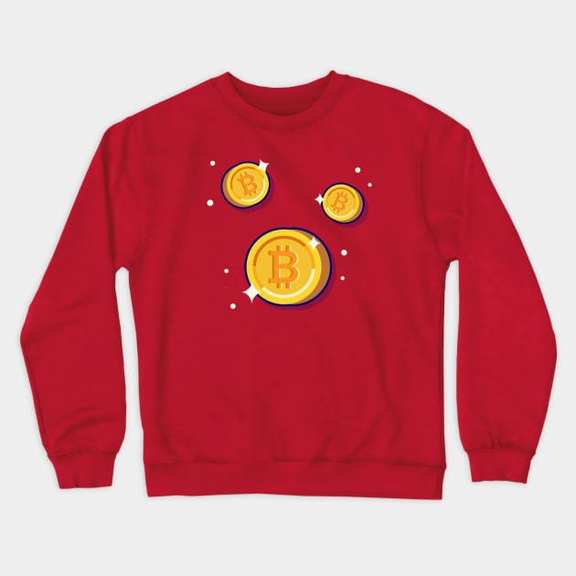 Gold Bitcoin Cartoon Vector Icon Illustration Crewneck Sweatshirt by Catalyst Labs